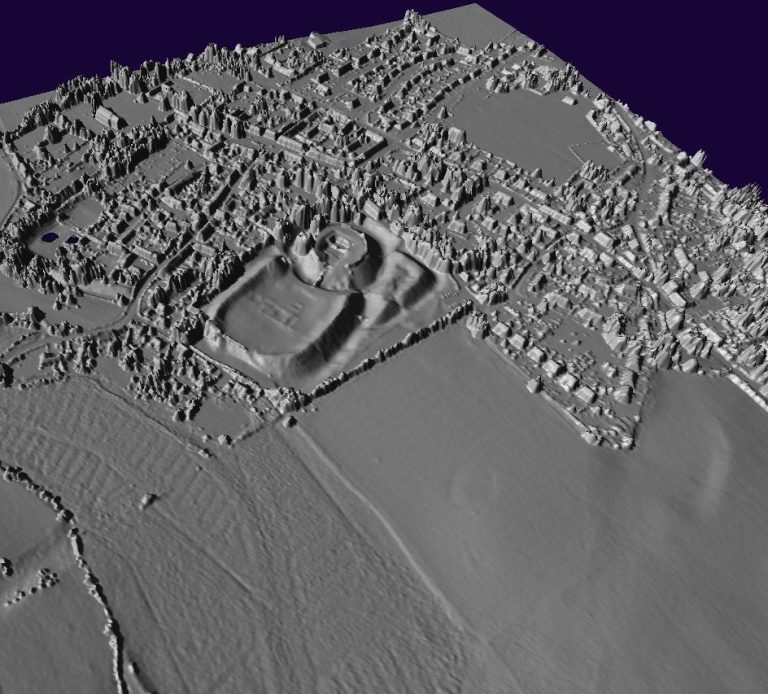 A Lidar 3d Rendering of Castle Acre, Norfolk and surrounding area